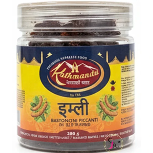 A 200g jar of Kathmandu brand Tamarind Sticks (Imli) featuring a yellow and blue label with whole tamarind illustrations.