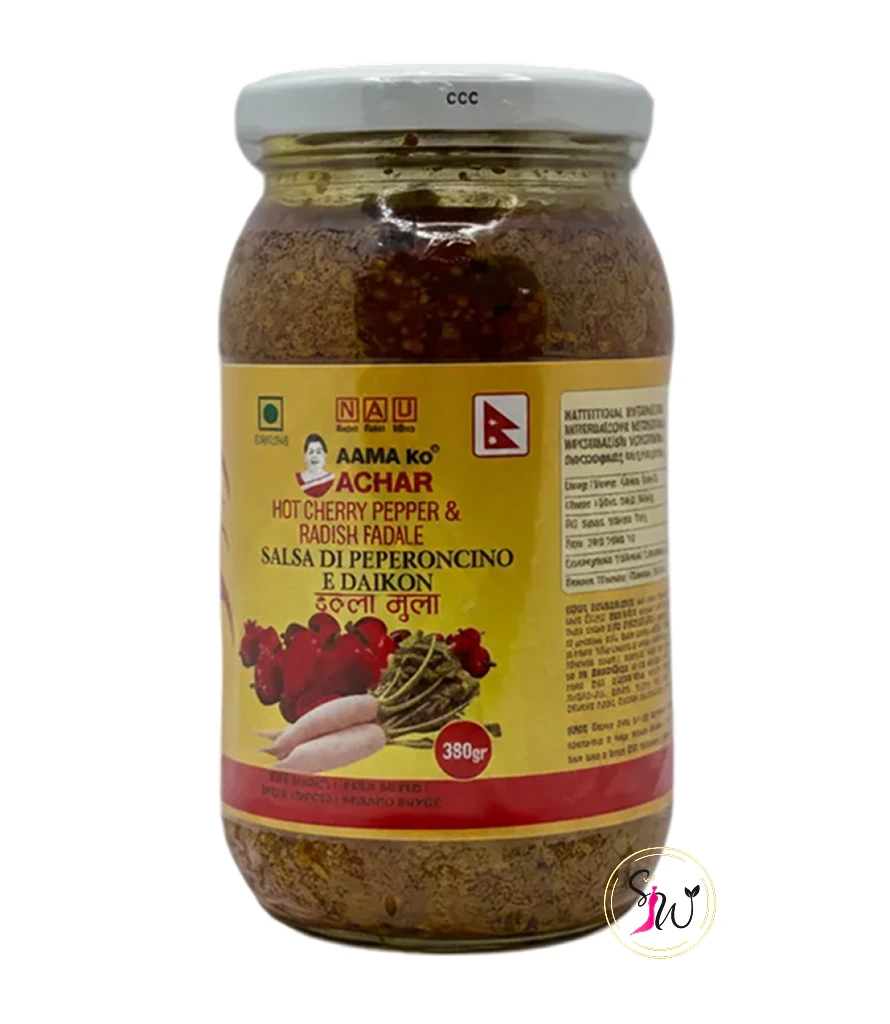 Aama ko Hot Cherry Pepper & Radish Achar (पिरो चेरी खुर्सानी र मुलाको अचार) 1 Aama ko Dalla Radish Pickle