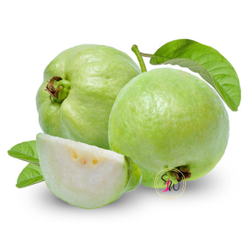 Fresh guava fruits with green skin and juicy interior