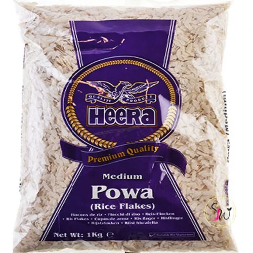 Heera Rice Flakes 1kg – Fladtrykt ris til poha, upma og snacks