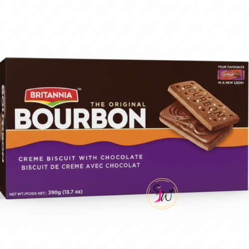 Britannia Bourbon chocolate crème biscuits 390 g pack