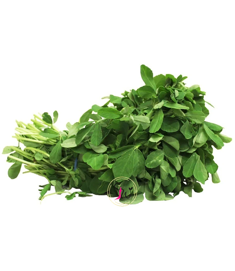 Fenugreek Greens (मेथी साग) - 1stk 1 Fresh fenugreek greens (Methi Saag) bunch with vibrant green leaves, neatly arranged and ready for cooking, available at Smart Wear & Groceries