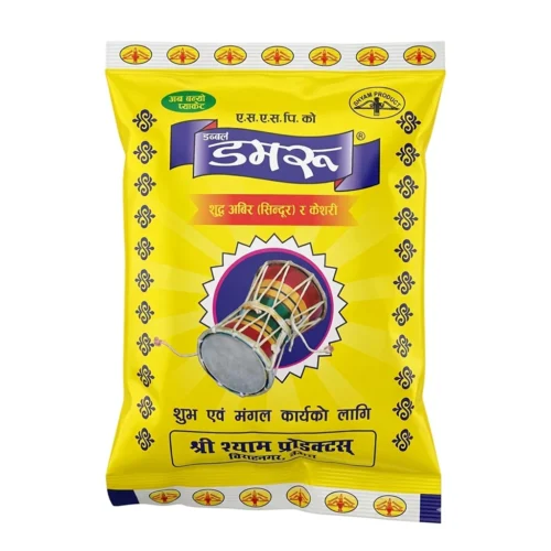 Double Damaru Pure Abir & Kesari Powder (डबल डमरु शुद्ध अबीर & केसरी) for Puja, Festivals, and Wedding Ceremonies
