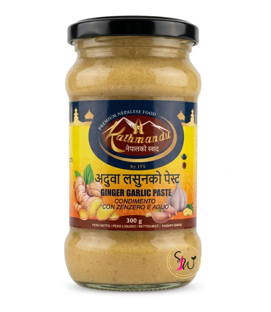 Kathmandu Ginger Garlic Paste (अदुवा लसुनको पेस्ट) 1 Ginger Garlic Paste made from fresh ginger and garlic in jar packaging
