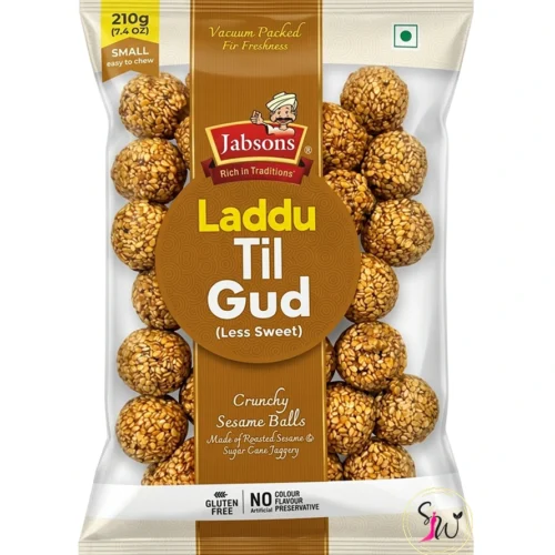 Jabsons Laddu Til Guld less sweet sesame laddu 210g packaging
