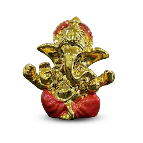Small golden Lord Ganesh statue for car dashboard decoration