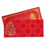 Ganesha Shagun & Dakshina Kham (दक्षणा खाम) – Red & Gold 2 Premium Ganesha Shagun & Dakshina Kham envelopes in red with gold Ganesha and Swastika motifs