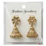 Antique Gold Floral Jhumka Earrings