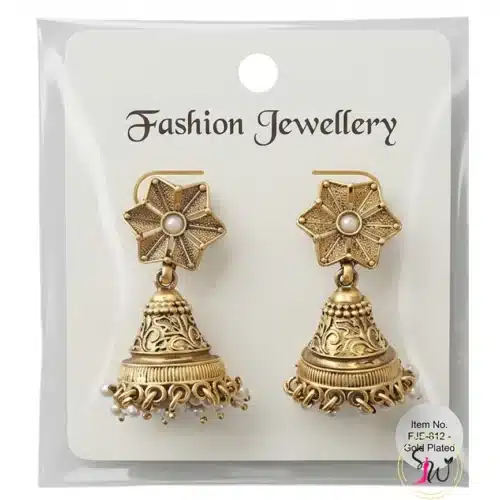 Antique Gold Floral Jhumka Earrings