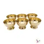Brass pedestal dessert bowls set of 6 with gold finish and weighted base for elegant serving