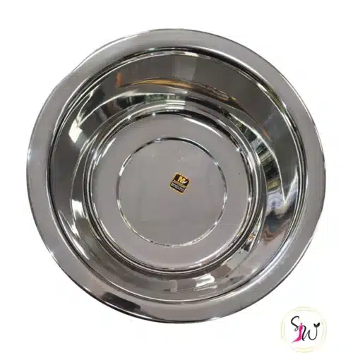 Large stainless steel bati Nepali serving bowl 34 cm