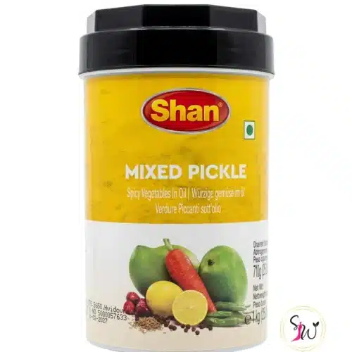 Shan Mixed Pickle spicy vegetables preserved in oil jar