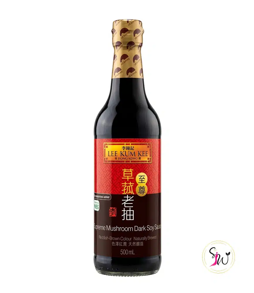 Soy Sauce 1 Lee Kum Kee Supreme Mushroom Dark Soy Sauce flaske med kinesisk etiket