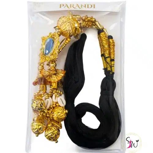 Traditional Golden Jhumka Parandi with Black Dhago
