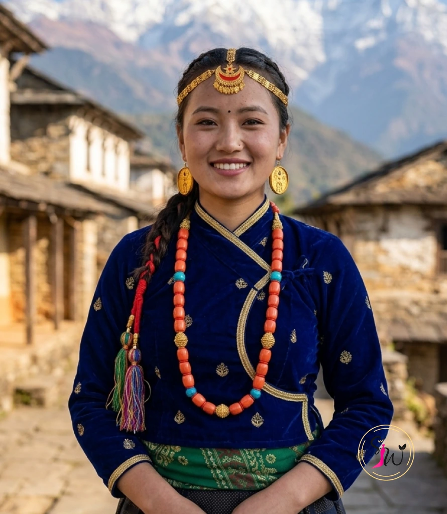 Muga Mala 2 Person wearing Muga Mala with traditional attire