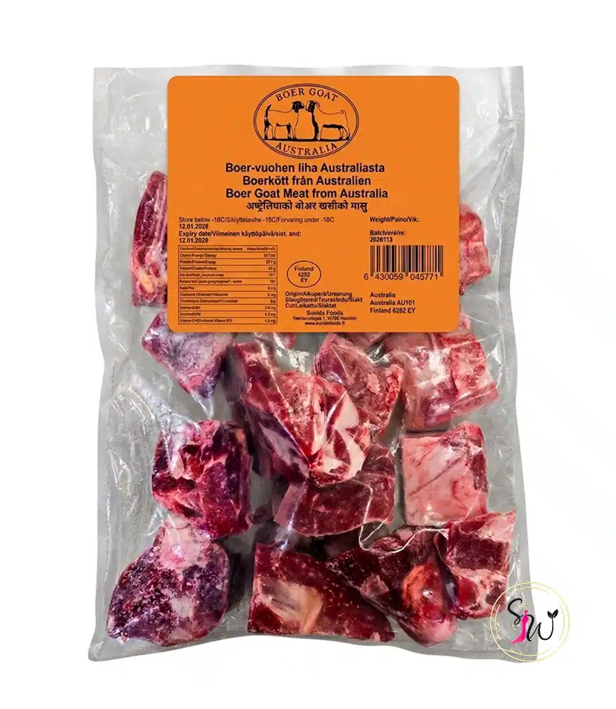Australian Boer Goat Meat – Bone-In Mixed Cuts (Halal) 1 Premium Australian Boer goat meat 1.59kg bone-in mixed cuts halal vacuum sealed frozen
