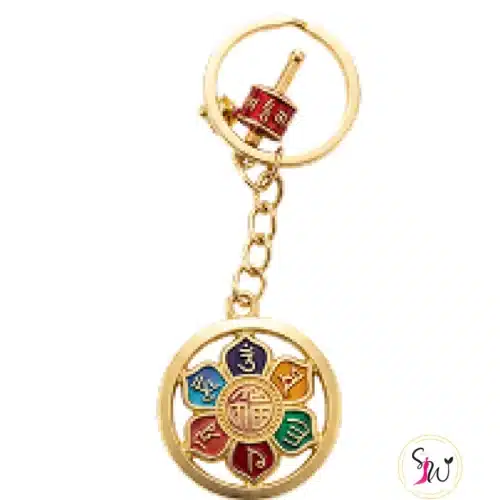 Tibetan Eight Auspicious Symbols Mandala Keyring