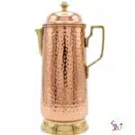 Hand Hammered Copper Water Pitcher with Brass Accents