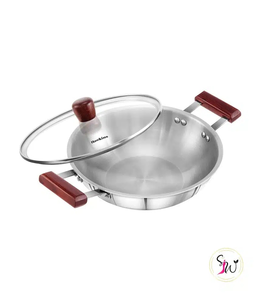 Hawkins Tri Ply Stainless Steel Karai – Heavy & Thick (2.5 L, 26 cm) 2 Hawkins Tri Ply Stainless Steel Karai – Heavy & Thick (2.5 L, 26 cm) - Image 2